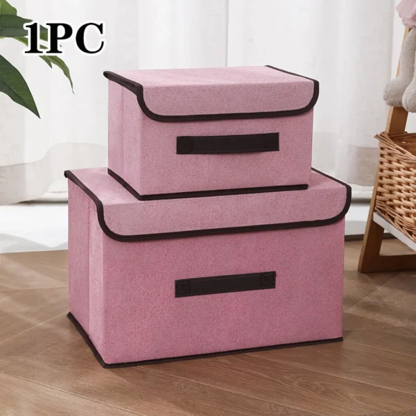 Non-woven Fabric Fold Storage Box Bedroom Wardrobe  Toy Clothes Sundries Organizer with Cover Underwear Sock Home Accessories - Image 8