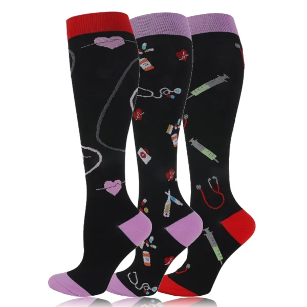 58 Styles 3 Pairs/Pack Compression Socks Knee High 30MmHg  Women Men Sports Socks Edema Diabetes Varicose Veins Running Socks - Image 17