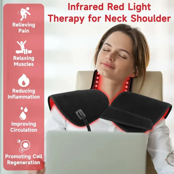 Heating Red&Infrared Light Shoulder for Body Upper Back 660nm&850nm Dual-chip LED Wearable Wrap Pad Pain Relief Muscle Relaxing - Image 2