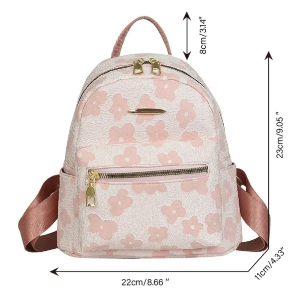 PU Leather Shoulder Mini Small Backpack Multi-Function Ladies Phone Pouch Pack Flower Print Ladies School Backpack Bag for Women - Image 6