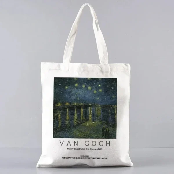 Vincent Van Gogh Capacious Tote Bag Casual Portable Shoulder Bag Lightweight Shopping Bag Reusable Canvas Bag Gift for Girls - Image 8