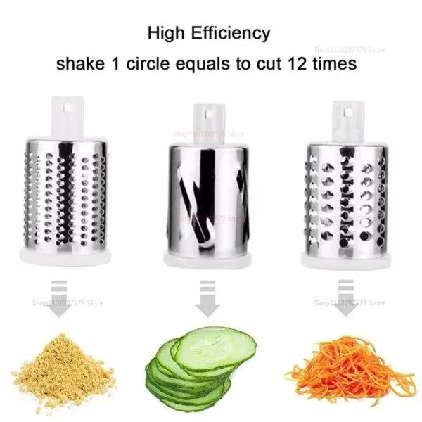Multifunctional Drum Vegetable Slicer Hand Crank Kitchen Chopper Potato Grater Cheese Grinder with Interchangeable Blades - Image 2