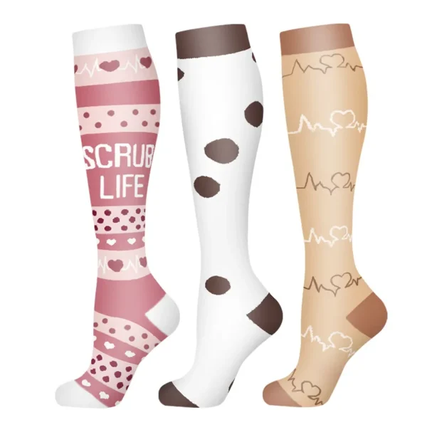 58 Styles 3 Pairs/Pack Compression Socks Knee High 30MmHg  Women Men Sports Socks Edema Diabetes Varicose Veins Running Socks - Image 53