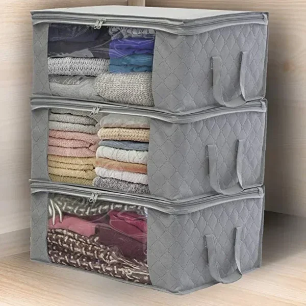 Large Capacity Clothing Storage Box Folding Non Woven Fabric Quilts Clothes Organizer Case With Zipper Organiseurs De Rangement - Image 2