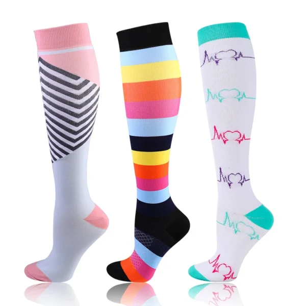 58 Styles 3 Pairs/Pack Compression Socks Knee High 30MmHg  Women Men Sports Socks Edema Diabetes Varicose Veins Running Socks - Image 45