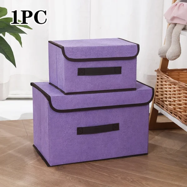 Non-woven Fabric Fold Storage Box Bedroom Wardrobe  Toy Clothes Sundries Organizer with Cover Underwear Sock Home Accessories - Image 12