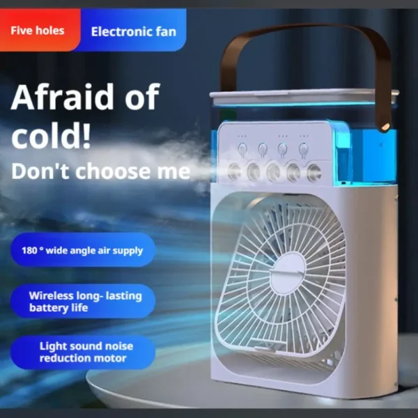 3-in-1 Humidifier Small Air Conditioning Fan Portable USB Mini Fan Built-in LED Night Light Water Mist Cooling Humidifier Fan - Image 3