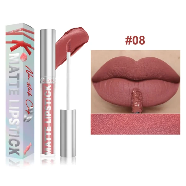 Velvet Matte Lip Glaze Easy To Color Dark Red Matte Liquid Lipstick Waterproof Lasting Moisturizing Brown Lip Gloss Cosmetic 1pc - Image 8