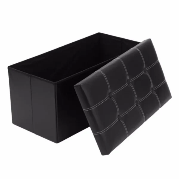 Large Capacity Folding Storage Stool, Leather Multifunctional Ottoman Seat Stool Footstool Toy Storage Box Bedroom Living Room - Image 5