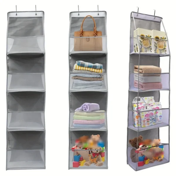 Fabric Door Back Storage Hanging Bag Layered   Household Wall-Mounted Visible Organizing - Image 3