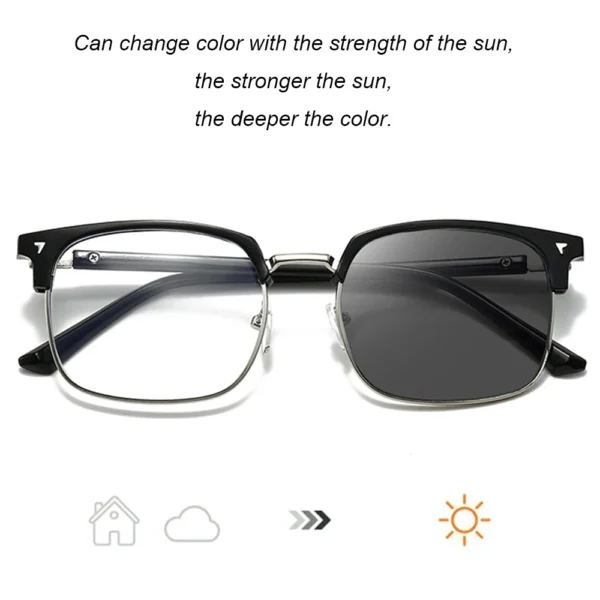 Man Photochromic Colored Glasses Half Frame Anti Blue Light Glasses Eye Protection Ultra Light Eyepiece Computer Goggles - Image 5