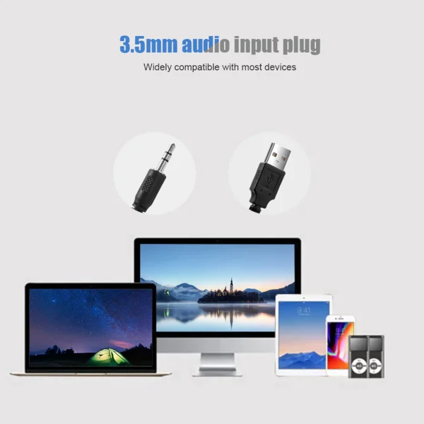 USB Wired Soundbar Music Player Bass Surround Sound Box 3.5mm Input for PC Cellphones - Image 2
