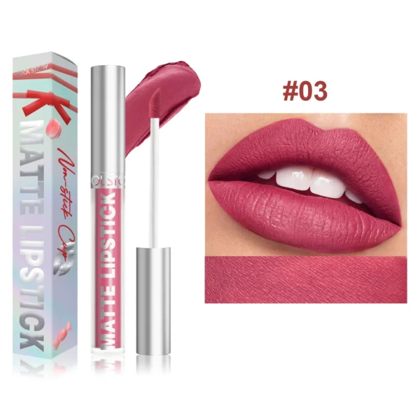 Velvet Matte Lip Glaze Easy To Color Dark Red Matte Liquid Lipstick Waterproof Lasting Moisturizing Brown Lip Gloss Cosmetic 1pc - Image 11