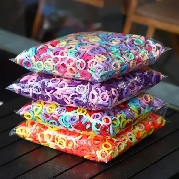50Pcs/bag Colorful Basic Nylon Ealstic Hair Ties for Girls Ponytail Hold Scrunchie Rubber Band Kid Fashion Hair Accessories - Image 2