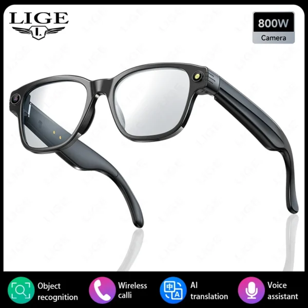 LIGE 800W HD AI Camera Smart Glasses Video Record Bluetooth Call 270mAh Battery Voice Assistant Control Translate Sunglasses New - Image 8
