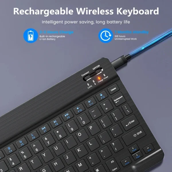 Bluetooth-Compatible Wireless Keyboard Rechargeable Wireless Gaming Keyboard For iOS Android Windows Smart Phone ipad PC Laptop - Image 5
