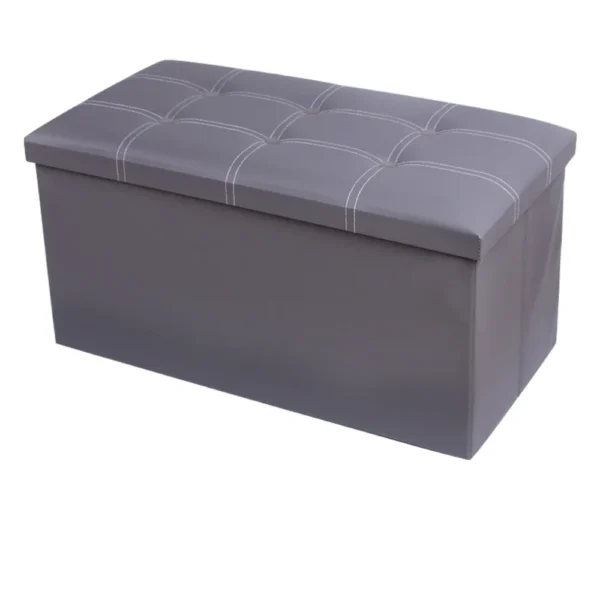Large Capacity Folding Storage Stool, Leather Multifunctional Ottoman Seat Stool Footstool Toy Storage Box Bedroom Living Room - Image 13