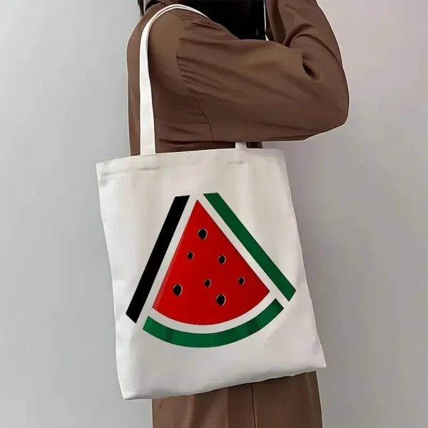 Watermelon Print Tote Bag for Travel & Shopping Colorful Watermelon Slice Design Shopping Tote Bag  Reusable Shoulder Bag