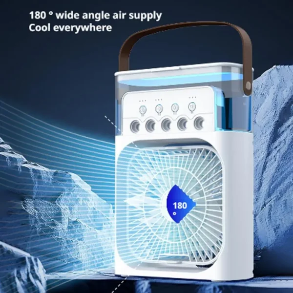 3-in-1 Humidifier Small Air Conditioning Fan Portable USB Mini Fan Built-in LED Night Light Water Mist Cooling Humidifier Fan - Image 5