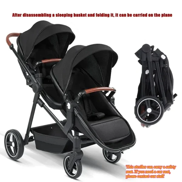 Twin Stroller, Can Be Taken on Board An Airplane, Versatile Foldable Stroller That Can Be Detached Into A Lightweight Stroller - Image 8