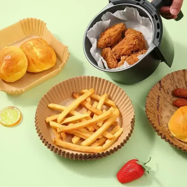 50/100pcs Air Fryer Baking Paper Non-Stick Airfryer Baking Papers Round Air-Fryer Paper Liners Paper Kitchen Accessories - Image 3