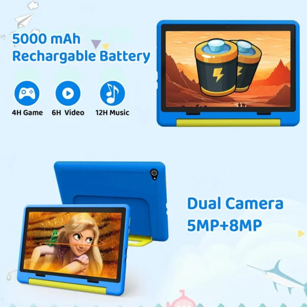 URAO 10 Inch Cartoon Pattern Kids Tablet Android Octa-Core 8GB RAM 64GB ROM Learning Education Games Tablets Children's Gifts - Image 5
