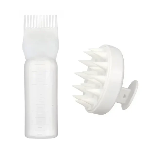 Silicone Shampoo Brush Head Scalp Massage Comb Hair Dye Tint Oil Applicator Bottle with Brush Barber Salon Hair Styling Tools - Image 14
