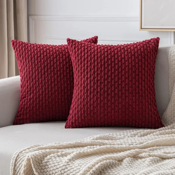 Spring Sage Green Decorative Throw Pillow Covers 18x18 Soft Corduroy Striped Square Pillow Covers for Couch Living Room Bed Sofa - Image 17
