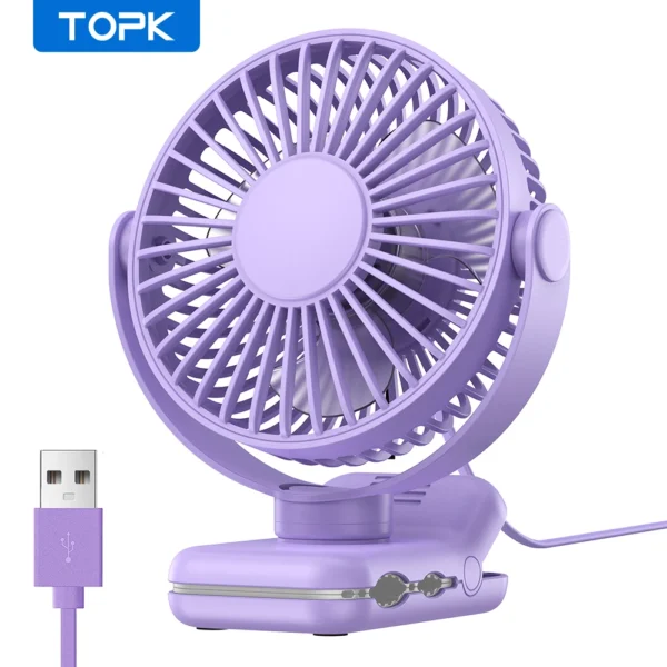 TOPK Mini Portable Clip on Fan,USB Desk Fan,3 Speeds Quiet Wind 720° Rotate Personal Electric Fan,Standing Fans for Room Home - Image 11