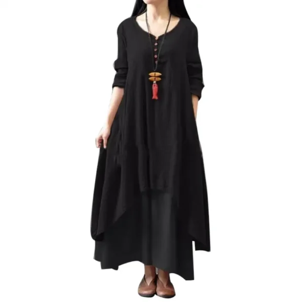 Female Oversize Long Dresses for Women 2024 Oversized Women Solid Color Long Sleeve Baggy Loose Layered Maxi Dress - Image 5