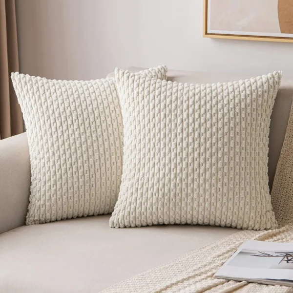Spring Sage Green Decorative Throw Pillow Covers 18x18 Soft Corduroy Striped Square Pillow Covers for Couch Living Room Bed Sofa - Image 7