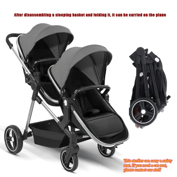 Twin Stroller, Can Be Taken on Board An Airplane, Versatile Foldable Stroller That Can Be Detached Into A Lightweight Stroller - Image 9