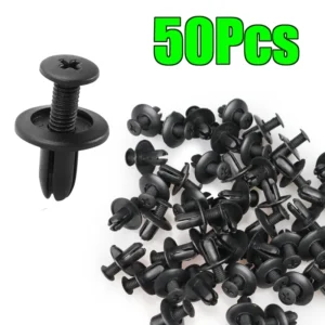 50Pcs 8mm Plastic Rivets Fasteners Screw Car Bumper Fender Black Rivet Fastener Clips for Audi Toyota Focus Kia Nissan Yamaha