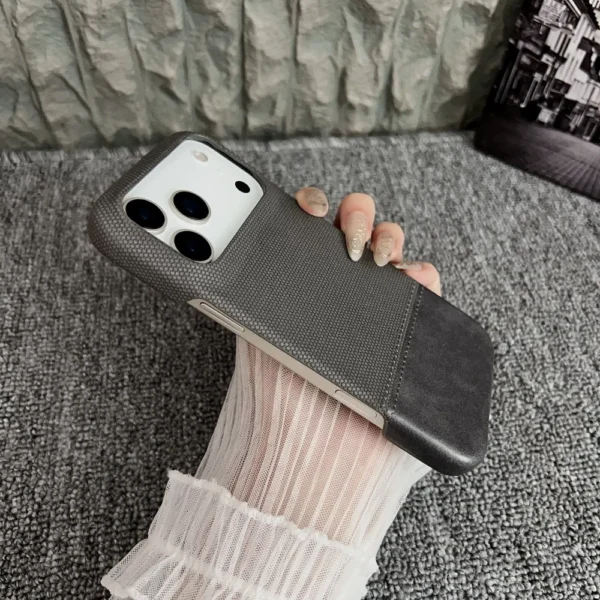 CD Frosted Splicing Leather Woven Pattern Phone Case For iPhone 17 Air 16 15 14 13  Bumper Full Frame Protect Cover - Image 4