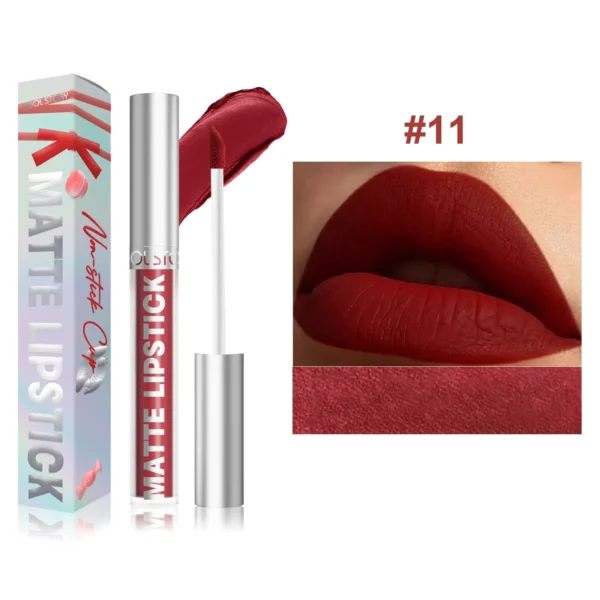 Velvet Matte Lip Glaze Easy To Color Dark Red Matte Liquid Lipstick Waterproof Lasting Moisturizing Brown Lip Gloss Cosmetic 1pc - Image 15