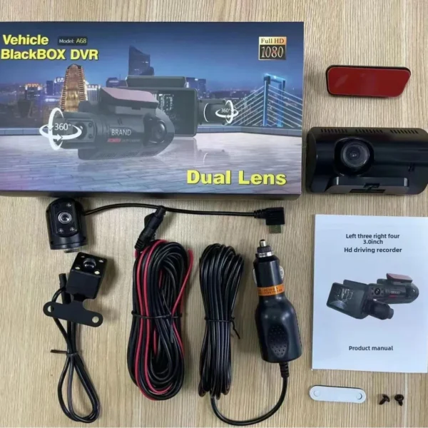New A68 Dual Lens 3 Inch Dash Cam High Definition Night Vision 1080P Front Interior Backup Camera Car Video Recorder - Image 2