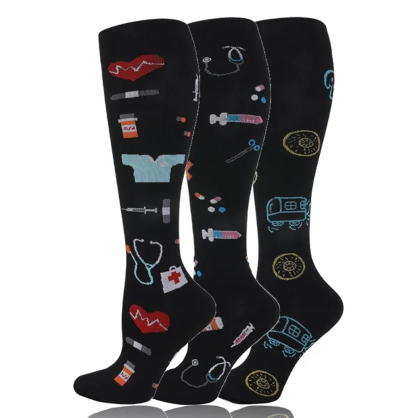 58 Styles 3 Pairs/Pack Compression Socks Knee High 30MmHg  Women Men Sports Socks Edema Diabetes Varicose Veins Running Socks - Image 31