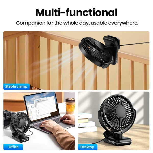 TOPK Mini Portable Clip on Fan,USB Desk Fan,3 Speeds Quiet Wind 720° Rotate Personal Electric Fan,Standing Fans for Room Home - Image 5