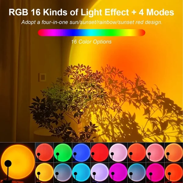 LED Sunset Lamp Nightlights USB Projector Birthday Party Decoration Mood Lights For Bedroom Living Room Wall Photography - Image 4