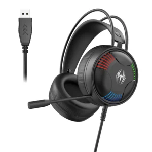 LDON RGB Gaming Headset with Noise Canceling Microphone Surround Sound LED Headphones USB Connect for PC Laptop Mac Computer PC