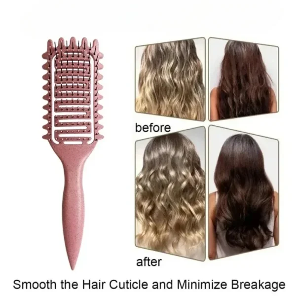 Curl Define Styling Brush Hollow Boar Bristle Detangling Hair Brush Tangled Hair Comb Shaping Defining Curls Hair Styling Tools - Image 2