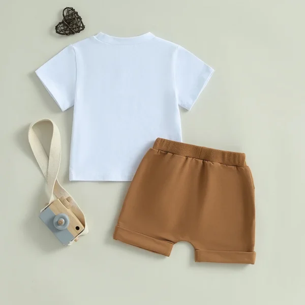 Pudcoco Baby Toddler Boy Shorts Set Airplane Letter Short Sleeve T-shirt Solid Elastic Waist Shorts 2Pcs Summer Outfit 0-3T - Image 3