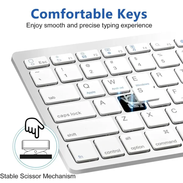 Portable Wireless Bluetooth Keyboard Ultra Thin Quiet Click Keyboard for Smartphone PC Laptop Tablet - Image 3