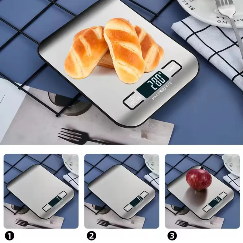 Digital Kitchen Scale LED Display 5kg/1g Stainless Steel Panel Electronic Scales Home Jewelry Food Snacks Weighing Baking Tools 4 Digital Kitchen Scale LED Display 5kg/1g Stainless Steel Panel Electronic Scales Home Jewelry Food Snacks Weighing Baking Tools - Image 4