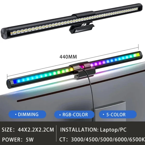 Led Computer Monitor Light Bar Desk Lighting Screen USB RGB Lamp For Study Reading Table Stepless Dimming Lamp Timing 50CM/33CM - Image 17