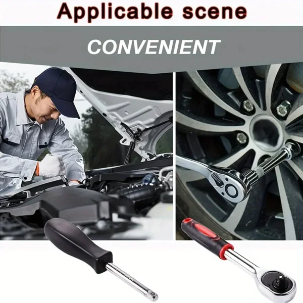 46-piece Auto Repair Combination Ratchet Wrench Toolbox, Auto Maintenance Vehicle-mounted Socket Repair Set Tools Car Repair Kit - Image 3