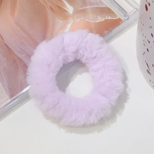 New Colorful Fluffy Hair Band For Women Girls Ponytail Holder Hair Tie Plush Scrunchie Rubber Band Fashion Hair Accessories - Image 17