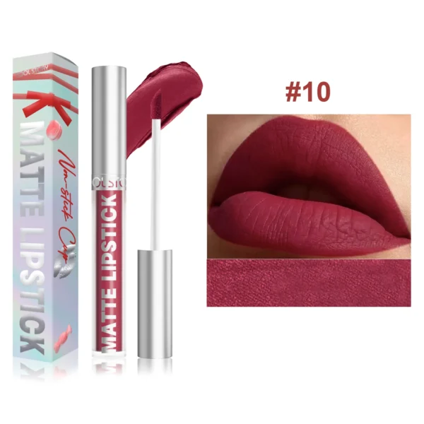 Velvet Matte Lip Glaze Easy To Color Dark Red Matte Liquid Lipstick Waterproof Lasting Moisturizing Brown Lip Gloss Cosmetic 1pc - Image 18