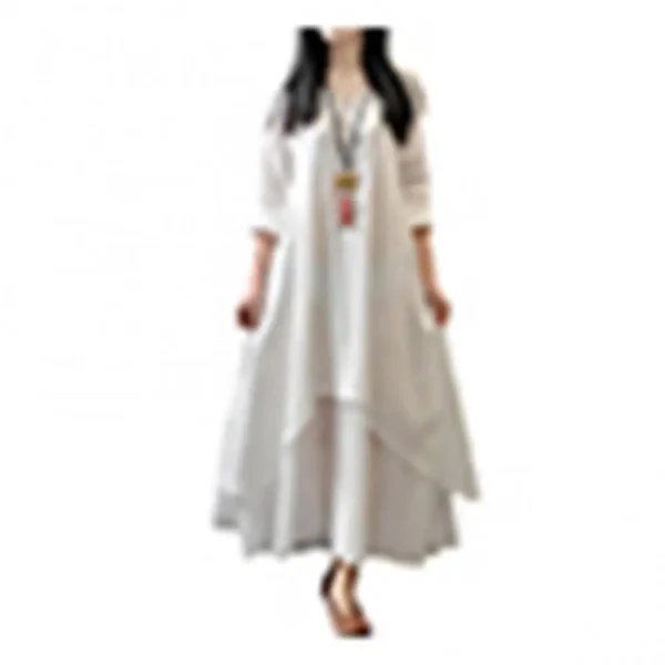 Female Oversize Long Dresses for Women 2024 Oversized Women Solid Color Long Sleeve Baggy Loose Layered Maxi Dress - Image 2