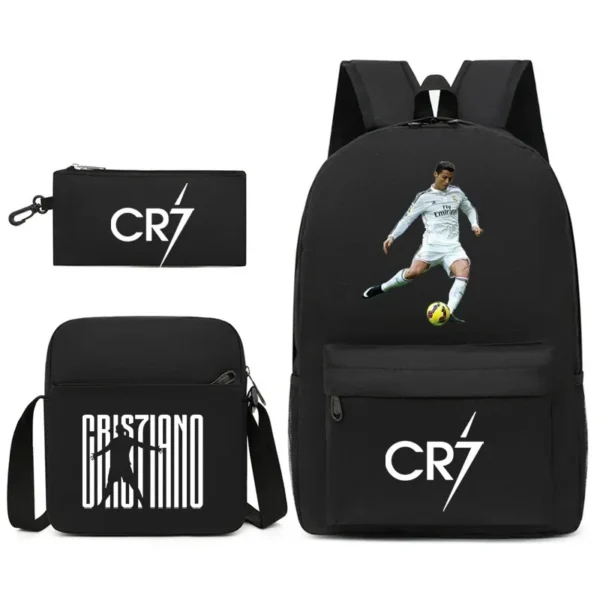 Fashionable CR7 Teenage Children's School Bag Set 3 Pieces Backpack Geometric Pattern Arc Shoulder Strap Versatile Backpack - Image 23